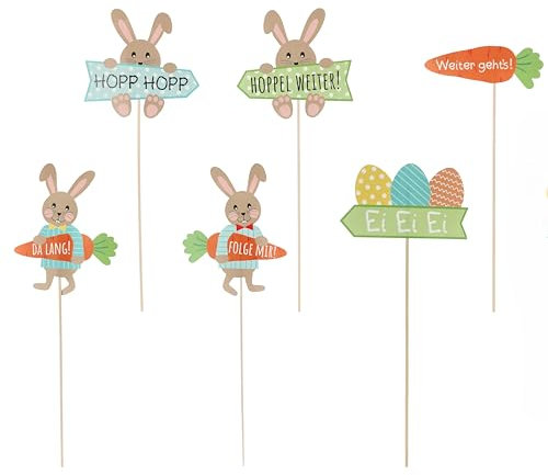 MC-Trend 12-teiliges Set für die Ostereier-Suche – Bunte Wegweiser für Kinder – Fröhliche Deko für Ostern & das Osterfest Osterei suchen Schild Hinweisschild