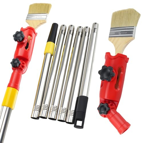 GOEDCH Multi Angle Pinceau Extenseur: Rallonge de Pinceau Peinture, Multi Angle Rouleau de Peinture Rétractable Réglable Eleskopstange avec Pinceau pour Plafonds, Universelle verstellbare Klemme
