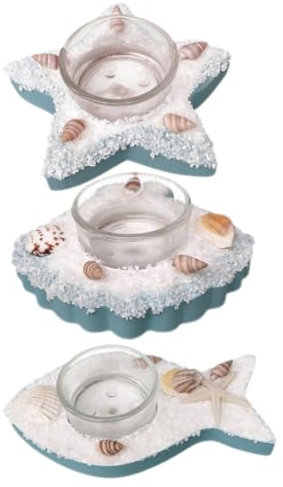 MAGICLULU 3stücke Kerzenhalter Aus Harz Nautischer Stil Teelichthalter Tischdeko Kreativ Geformt Robustes Material Dekoratives Mediterranes Design