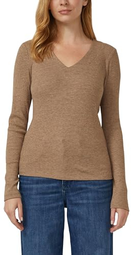 s.Oliver Damen Geripptes Longsleeve mit V-Ausschnitt Langarmshirt V-Neck, gerippt