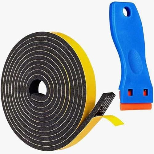 Ceranfeld Dichtungsband Selbstklebend 10mm x 3mm 5m Dichtband für Kochfeld mit kleinem Schaber Montageband für Ceranfeld Kochfeld Spülbecken Einbauspülen Herdplatte Induktionskochfeldes Hitzebeständig