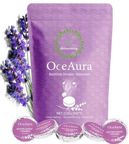 Lot de 7 galet de douche Aromathérapie Apaisante pour Spa à Domicile - cadeau bien-être original pour la fêtes des pères, papa, maman, grand-mère, meilleur ami, fille, Lavande relaxante