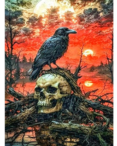 RICUVED 5D Gothic Diamond Painting Diamant Painting Bilder Skelett Diamond Art Erwachsene Full DIY Diamant Kunst Malerei Stickerei Set Kreuzstich 30x40cm