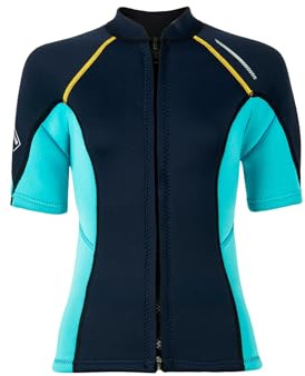 Yihuimin Chaqueta de neopreno para mujer Buceo Surf Top Traje de manga corta Mm Natación Azul Marino M