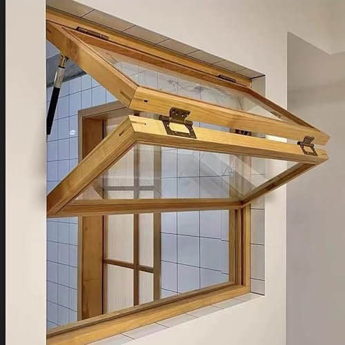 Finestra pieghevole, finestra di servizio su e giù, telaio in legno massiccio per casetta dei giochi, pollaio, capanno – design stabile con portante
