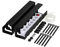 Relaxdays Desk Cable Tidy, Set of 2, Wire Management, 10 x 43 x 10 cm, Under Table Tray, Mounting Accessories, Black, 100% steel