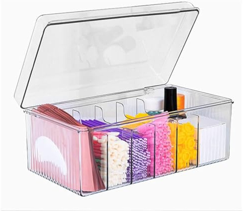 Uxsjakjsd Acrylic Lash Extension Organizer Eyelash Extension Supplies Storage Container Box Eyelash Beauty Organizer with Lid Clear Lashes Supplies Container