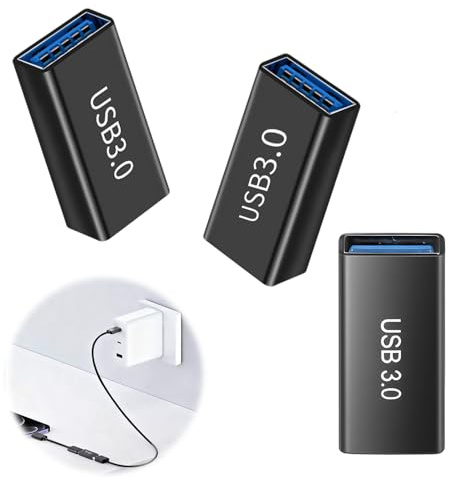 NUDVMUCH Adaptador USB 3.0 Hembra a Hembra, OTG 5Gbps, Adaptador USB 3.0 Acoplamiento Conexión Acoplador Extensión, Convertidor USB A Hembra a Hembra, para Conectar Dos Extremos USB Macho Cable, 3PCS