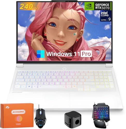 Lenovo Legion 7i Gaming Laptop, Intel Ultra 9 275HX CPU, NVIDIA GeForce RTX 5070, 16 2.5K 240Hz OLED, 64 GB DDR5, 4 TB SSD, Wi-Fi 7, Backlit Keyboard, Windows 11 Pro, Glacier White, w/Accessories