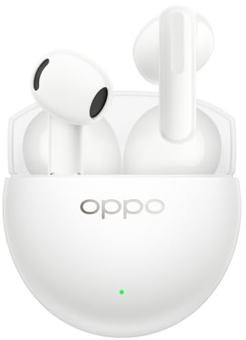 OPPO Enco Air5s Auricolari wireless semi-in-ear con cancellazione rumore adattiva, tre microfoni per chiamate IA nitide, Bluetooth 6.0, autonomia totale 48 ore con custodia ricarica, Lunar White