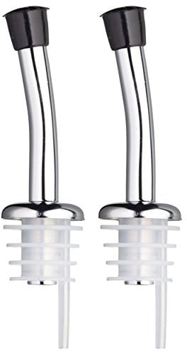 KitchenCraft Oil Pourer Set with Freeflow Spouts and Caps, Metal, 2 Pieces, Silver