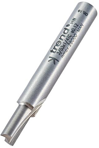 Trend Professional Straight Two Flute Router Cutter Bit, 1/4 Inch Shank, 4.5mm Cut Diameter, Tungsten Carbide Tipped, 3/03X1/4TC