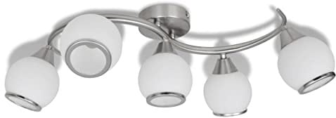 vidaXL Deckenleuchte Deckenlampe Leuchte Licht Lampe + Glas Schirme für 5 E14 Glühbirnen