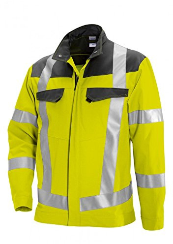BP 2012-845-8653-44/46l Arbeitsjacke, Stehkragen, verdeckter Reißverschluss, 270,00 g/m² Stoffmischung, Warngelb/dunkelgrau, 44/46l
