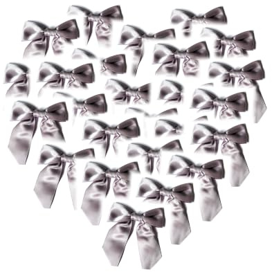 CaPiSo 25x Satin-Schleifen Handarbeit 9 x 10 cm (Silber)