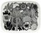 Marimekko - Oiva/Siirtolapuutarha - Teller - 15x12 cm - Schwarz/Weiß
