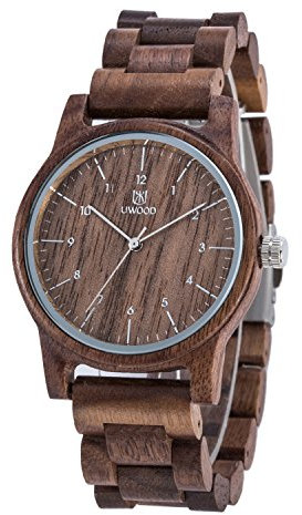 MUJUZE Herren Holzuhr mit Japanischem Uhrwerk – Holz Uhr Analog Quarz Armbanduhr mit Leuchtzeigern – Holzarmbanduhr für Männer –holzuhren Geschenkidee (MUJUZE07 Walnut)