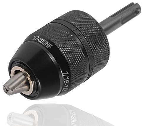 Bestgle 1/2-20UNF 2-13MM Capacity Impact Keyless Drill Chuck Drilling Adapter Converter with Lock and SDS plus Shank Adaptor Hardware Tool