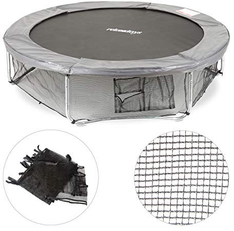 Relaxdays Unisex Jugend, schwarz Rahmennetz für Gartentrampolin, mit 3 Aufbewahrungstaschen, Bodensicherungsnetz für Trampolin Ø 183cm, 182 cm