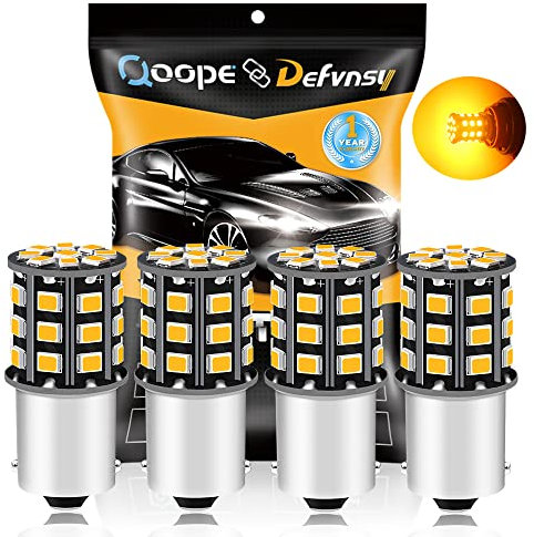 Defvnsy Ampoule LED P21W 1156 BA15S, Extrêmement Brillant Jaune 12V-24V DC Pas Polarité 1141 1003 7506 Ampoules Clignotant, 33SMD 2835 Remplacement Ampoule Voiture pour Feu Arrière, Clignotant Latéral