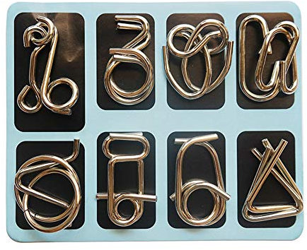 Chonor 8 Piezas Mini Rompecabezas de Metal Alambre Puzzle Set, IQ Entrenamiento Juego de la Mente Inteligencia Logica Educativa Juguete Idea de Regalo para Adultos y Niños