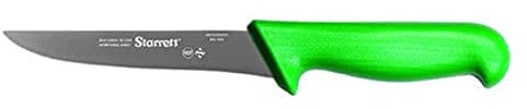 Starrett Professional Stainless Steel Kitchen Boning Knives - Wide Straight Profile - 6-inch (150mm) - Green Handle