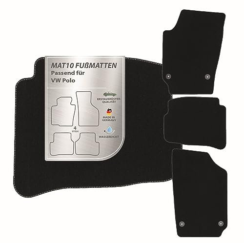 MAT10 – Auto-Fußmatten passend für VW Polo (BJ 03/2007 - 05/2009; Typ 9N, 9N2, 9N3) aus Velours | 4-teiliges Automatten Set | langlebige Erstausrüsterqualität, Made in Germany