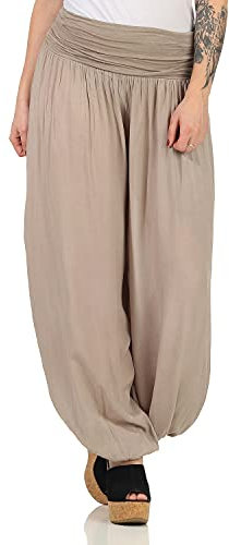 ZARMEXX Damen Haremshose Pumphose Aladinhose Pluderhose Yoga Freizeithose Sommerhose (Cappuccino, 36-42)