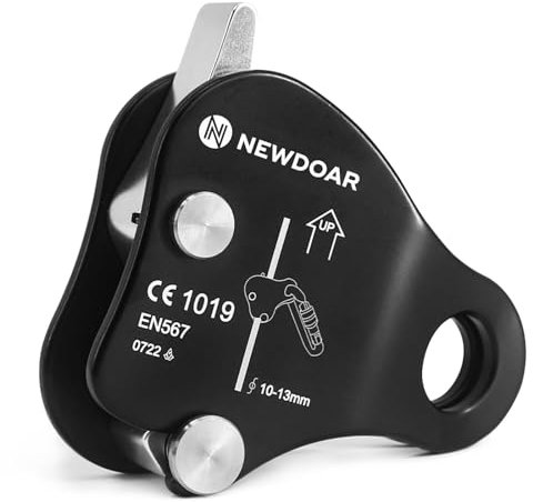 NewDoar Seilgreifer Aufsteigen 12KN Riser-Einsteller für 10mm-13mm Seil für Klettern,Schutzrettung (Schwarz)