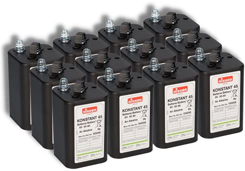 12x Nissen Batterie 4R25 Konstant 45 6V 45-50Ah Baustellenleuchten Baustellenlampen Blinklampen - Langlebig - Wartungsfrei - Zuverlässig - Ersatzakku