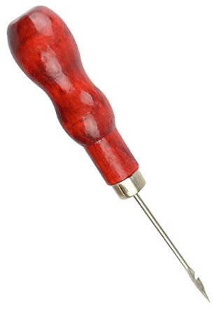 rongweiwang Kürbis-förmigen Holzgriff Hooked Gerade Ahle Machen Ahle Sohlen Fixierung Home manuelle Schuhe Herstellung Drill Sole Fixierwerkzeugen
