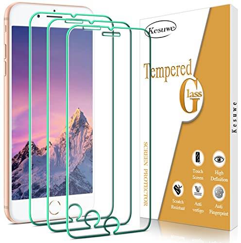 Kesuwe 3 Pack Screen Protector for iPhone 8 Plus/7 Plus/6s Plus/6 Plus | 9H Hardness Tempered Glass, Anti Scratch, Anti Fingerprint, Easy Installation, Bubble Free