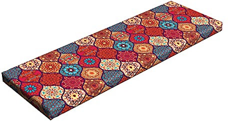 ABAKUHAUS marokkanisch Bankpolster, Oriental Wellig Natur, Schaumkissen mit dekorativem Stoffbezug, 38 cm x 116 cm, Mehrfarbig