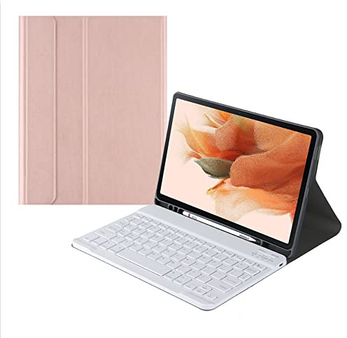 Bueuwe Étui Clavier pour Samsung Galaxy Tab A7 10.4 Modèle 2020 (SM-T500/T505/T507), Clavier Français AZERTY, Housse De Support Mince Et Légère avec Porte-Stylo,Rose Gold