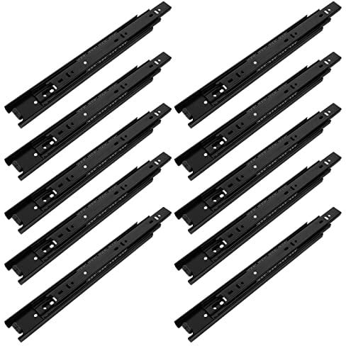 MIVIDE 5 Pair Drawer Runners 300mm/12 inch, Heavy Duty Drawer Slides, Kitchen Draw Runners, Ball Bearing Metal Black Slides Rails, Full Extension Side Mount Drawer Slides, 45kg Load Capacity