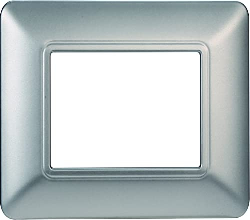 Platte aus Technologie, kompatibel mit der Serie BTICINO Matrix 2-3-4-6 verschiedenen Farben (2 Module, Silber)
