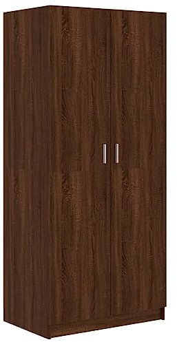 vidaXL Kleiderschrank Garderobenschrank Schrank Hochschrank Aufbewahrungsschrank Schlafzimmerschrank Braun Eichen-Optik 80x52x180cm Holzwerkstoff