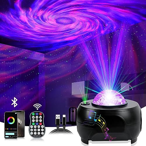 URAQT Lampada a LED per Proiettore Cielo Stellato, Cielo Stellato Galassia Proiettore, APP Controllo, con Altoparlanti Bluetooth, 7 Colori/28 Effetti di Luce, Regalo di Natale per Bambini e Adulti