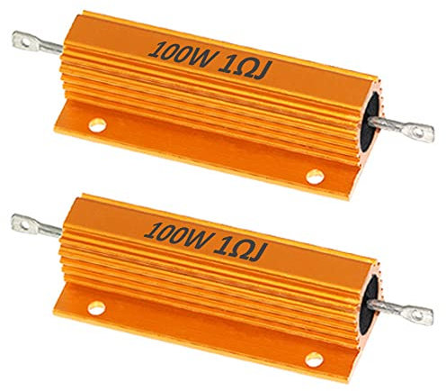 ETOPARS 2 Stk 100W 1 Ohm 5% Aluminium Gehäuse Drahtwiderstand Lastwiderstände Gewindebohrer Widerstand Chassis Montage Wirewound Goldene Gehäusewiderstand