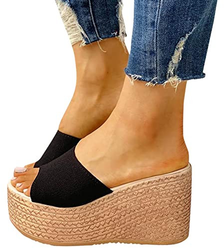 Fulidngzg Sabot Donna Estivi Eleganti Plateau Casual Mare Infradito Zeppa Sughero Alta Top Comode Aperta Scarpe Slip-On Ciabatte Bohemia Estive
