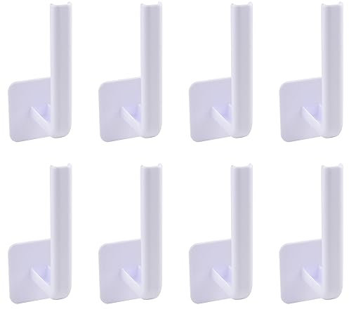 INCREWAY 8Pcs Decorative Wall Mounted Drapery Tiebacks, Self Adhesive Curtain Hooks, L Shaped, White