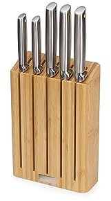 Joseph Joseph Elevate Kitchen Knives 5-piece set, Japanese Stainless Steel, Slimline Bamboo Knife block