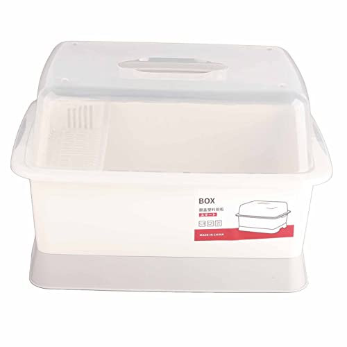 CHEOTIME Escurridor De Platos con Tapa Y Escurridor, Escurreplatos Compacto para Mostrador De Cocina con Soporte para Cubiertos para Vajilla Variada, A Prueba De Polvo Y Ahorro De Espacio(Medium)