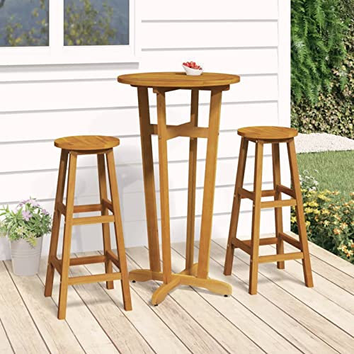 LAPOOH Garten-Bartisch, Stehtisch, Bistrotisch, Bar Table, Gartentisch, Balkontisch, Outdoor-Tisch, Tisch Für Draußen, Ø60x105 cm Massivholz Akazie