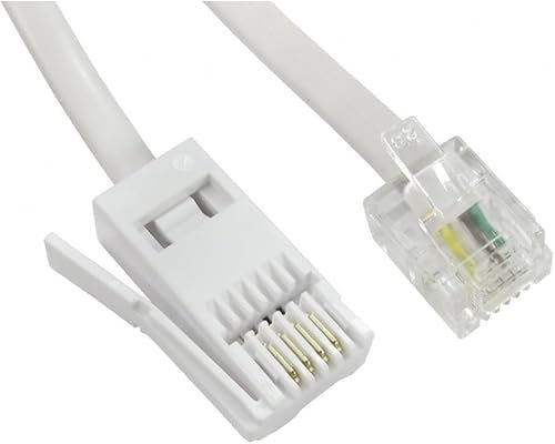 J&S UNIVERSE RJ11 to BT Socket Cable, RJ11 Telephone Cable Lead 4 Pin Wire 6P4C ADSL Modem Phone Plug Male Broadband Cable, Extension Lead for Landline, Modem, Fax, Dial-up- 5 meter