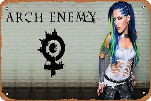 Alissa White-Gluz, Arch Enemy, War Eternal, We Will Rise, Blaues Vintage-Poster, Metall-Blechschild, Retro-Wanddekoration für Café, Club, Küche und Zuhause, 20,3 x 30,5 cm Plakette Poster