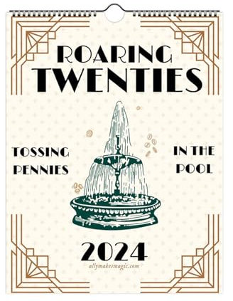 KOOMAL Roaring Twenties Kalender 2024 Wandkalender Monatsplaner 2024 Für Home Offices Wanddekoration, 28*21.6CM, siehe abbildung