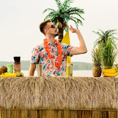 JIANGSS Rollos de Paja de Palma Artificial, Rollo de Paja de Palma sintética Impermeable e ignífuga, Techo de Hierba de Paja pesintética, Paja de simulación de PE,Longitud Personalizable,3m/9.8ft