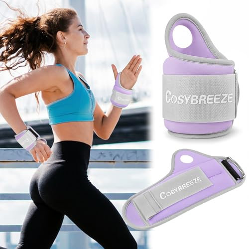 Cosybreeze Gewichtsmanschetten Hand Frauen Männer Gewichtsmanschetten Handgelenk Gewichte für Arme 1kg 1,5kg 1 Paar Handgewichte Armgewichte für Fitnessstudio, Bewegung, Laufen, Joggen, Hellviolett