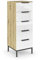 Rauch Möbel Flipp, schmale Hochkommode mit viel Stauraum für Flur, Wohnzimmer, Schlafzimmer, mit Metallkufe graphit, Eiche Artisan/Glasfront Weiß, Holz, 5 Schubladen, Griffe graphit, 40x111x42cm